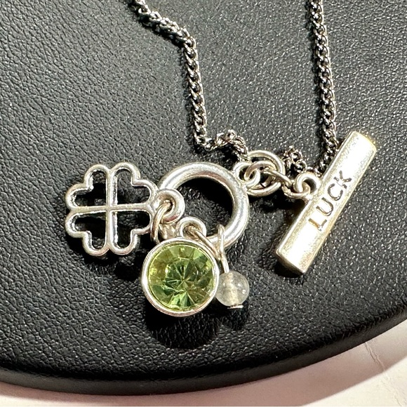 Jewelry - Lucky Pendant Necklace Chance Shamrock Green Faceted Bezel Set Crystal